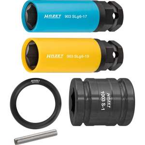 Hazet 6-Point Long Square 1/2'' <b>Impact</b> <b>Sockets</b> Set with Traction Profile for Wheel Mounting 5-Piece Set - Product Image 1