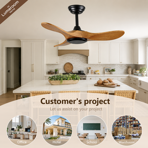 36 Inch Modern Wood <b>Ceiling</b> <b>Fan</b> No Light <b>with</b> <b>Remote</b> Control, Quiet Reversible DC Motor for Bedroom Apartment - Product Image 3