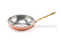 Poêle à frire en fonte martelée à la main, intérieur émaillé, extérieur cuivre, poignée en laiton, style américain, écologique, durable, gaz