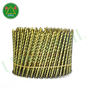 Clavos para Paletas de Grado Industrial de 1-1/4 Pulgadas, 14000 Piezas, 15-16 Grados, Acero con Recubrimiento Amarillo, Vástago Liso para Paletas de Madera - Product Image 1