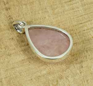 Rose <b>Quartz</b> Sterling Silver Pendant Pear Gemstone Handmade Jewelry Elegant Gift For Women - Product Image 3