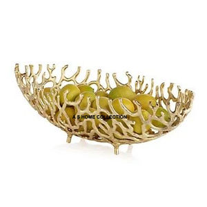 Cuenco para servir frutas decorativo de Metal de nuevo diseño con acabado dorado tocado para Decoración de mesa - Product Image 1