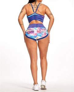 Ensemble de sport deux pièces, soutien-gorge de sport croisé et Short de jogging, Short de cycliste, vêtements de Yoga, vente en gros - Product Image 3