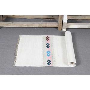 Alfombra Turca de 1.7x3.2 pies, Alfombra Pequeña Vintage, Alfombra Oriental Blanca - Product Image 5