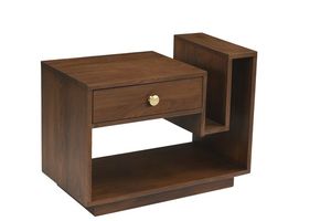 Table d'appoint en bois massif de style moderne artisanal avec tiroir et support pour livres pour le rangement de la chambre à coucher/du bureau - Product Image 6