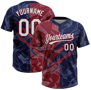 Camiseta de Softbol de Diseño Personalizado con Dos Botones, Cuello Redondo, 100% Poliéster, Impresión Digital, Tejido Transpirable para Adultos - Product Image 2