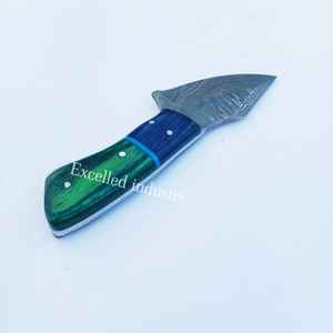 Couteau Skinner en acier Damas fait à la main personnalisé Pakka manche en bois avec étui en cuir gratuit couteau de survie de chasse - Product Image 4