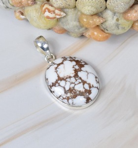 Joyería de piedras preciosas de jaspe Howlite, colgante de piedras preciosas de Plata de Ley 925, colgante ovalado, colgante blanco, joyería hecha a mano, regalo para mujer - Product Image 3