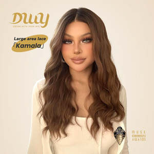 Kamala-DWY 22 Inches Mid-Length Lace Front Glueless Synthetic <b>Wig</b> High Temperature Fiber Side Part <b>Afro</b> Bangs Small High - Product Image 1
