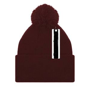 Mujer Invierno Cálido Púrpura Bordado Beanie Hat Pom POM Plain Knitted Beanie Caps - Product Image 4