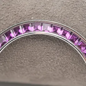 Reloj de acero inoxidable a la moda, bisel Rectangular, ajuste de piedra púrpura, anillo de repuesto del mercado de accesorios para reloj de pulsera de lujo - Product Image 4