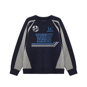 เสื้อสเวตเตอร์แจ็คการ์ดลายบล็อกสีตามสั่งสไตล์สตรีทฤดูใบไม้ร่วงฤดูหนาว - Product Image 4