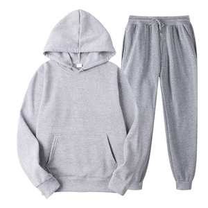 Vêtements de sport à la mode décontractés en coton pour hommes personnalisés Ensemble deux pièces avec fermeture éclair et pull-over de pantalon Ensemble de survêtement pour hommes - Product Image 2