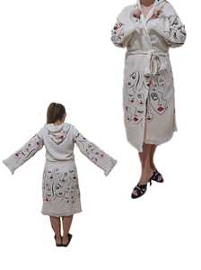 เสื้อคลุมอาบน้ำผ้ามัสลินมีฮู้ดสไตล์ตุรกีนุ่มพิมพ์ลายสีสันสดใสผ้าขนหนูชายหาดสำหรับผู้หญิงผู้ชายผู้หญิงห้องน้ำในบ้านโรงแรมแห้งเร็ว - Product Image 4