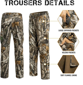Vêtements de chasse pour hommes, veste et pantalon de chasse compatibles avec sangle de sécurité, doublure en polaire, silencieux, chaud, résistant à l'eau - Product Image 2