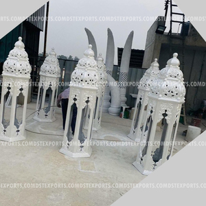 Lampes marocaines en fibre colorée de mariage arabe Sangeet Stage Lampes colorées Décoration Décoration de mariage Grande lampe marocaine - Product Image 3