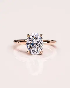 贝卡2.5克拉椭圆形切割钻石隐藏光环14kt黄金订婚戒指美国美女限量版