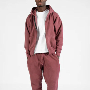 Sweat à capuche pour hommes personnalisé poids lourd personnalisé 400G tendance Double fermeture éclair couleur unie veste à capuche sweat-shirt à capuche lourd - Product Image 3