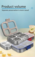 Boîte à lunch bento en acier inoxydable 304, kit tiffin pour adultes, sans BPA, chauffable, étanche, 3 compartiments