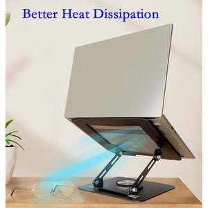 Support pour ordinateur portable en alliage d'aluminium pliable et rotatif à 360°, réglable pour les ordinateurs portables de moins de 17 pouces, utilisation à domicile ou au bureau - Product Image 6