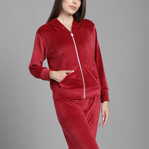 Ensemble deux pièces en velours personnalisé en coton et nylon pour femmes Ensemble deux pièces en tissu de velours pour femmes - Product Image 5