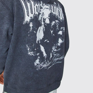 Sudadera con capucha lavada con ácido de 100% algodón de peso pesado personalizada para hombre, ropa informal de estilo callejero, Sudadera con capucha de invierno - Product Image 3