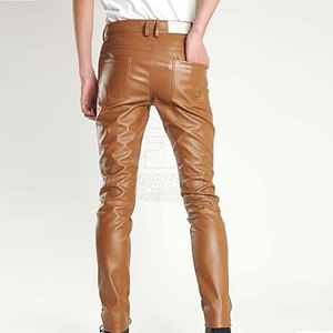 Nouveau design, couleur personnalisée, logo, écologique, respirant, léger, taille mi-haute, coupe droite, décontracté, pantalon en cuir pour homme, hiver, grande taille - Product Image 3