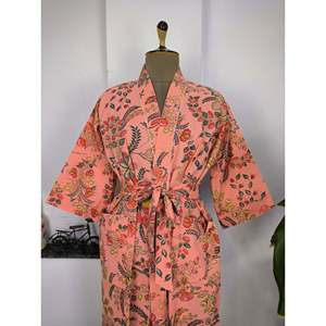 Vestido Kimono Boho de Verano, Tejido Suave de Algodón con Estampado de Flores de Durazno, Ropa Casual para Mujer - Product Image 5