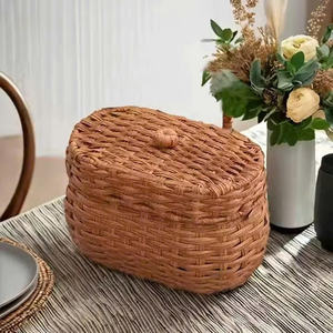 ตะกร้าหวายทำมือ PP ตะกร้าเก็บของตั้งโต๊ะสำหรับบ้านแบบย้อนยุคพร้อมฝาครอบกันฝุ่น - Product Image 3