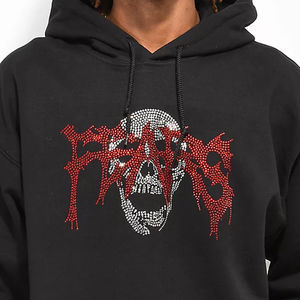 Sweat-shirts vintage lourds sur mesure pour hommes, taille plus, avec strass, en coton mélangé, sweat-shirts pour hommes avec strass - Product Image 2