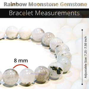 สร้อยข้อมือลูกปัด8มม. ทำด้วยมือคริสตัลรุ้งมูนสโตนธรรมชาติสำหรับผู้หญิงและผู้ชาย - Product Image 3