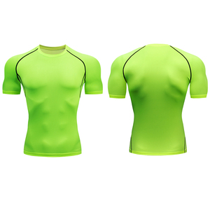 High Quality Slim Fit Men Compression Running Shirt Short Sleeve Gym Compression Shirt Men Rash Guard Top - Product Image 2