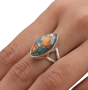 แหวนเงินแท้ 925 ประดับพลอยเทอร์ควอยซ์ธรรมชาติ ฝังแบบ Bezel ชุบโรเดียม ดีไซน์ทันสมัย รับรองโดยผู้เชี่ยวชาญ สำหรับผู้หญิง - Product Image 1