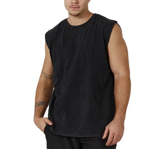 Camiseta sin Mangas de Alta Calidad Estilo Vintage Lavada para Hombre, 100% Algodón, Chaleco, Ropa Urbana - Product Image 1