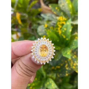 <b>925</b> <b>Silver</b> Natural Citrine <b>Ring</b> Oval Cut Topaz Garnet Yellow Gold Platinum Jewelry Fine Fashion Gemstone <b>Ring</b> for Everyday Wear - Product Image 1