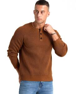 Pull Henley à manches longues décontracté pour hommes avec texture gaufrée et décoration de logo - Product Image 3