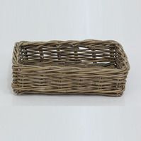 Panier à fruits rectangulaire en rotin, gris naturel, flexible, 40x30