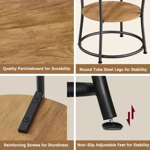 โต๊ะกาแฟงานประดิษฐ์โลหะหรูหราทันสมัยพร้อมไม้แข็งด้านบนขาโลหะที่มั่นคงดีไซน์กลมสำหรับใช้ในห้องนั่งเล่นสำนักงาน - Product Image 6