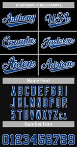 Camiseta de Béisbol Personalizada para Hombre, Negra con Detalles Azules y Blancos, Nombre del Equipo 00 Bordado, Tela Tackle Twill, Corte Regular, Manga Corta, para Todas las Temporadas - Product Image 3