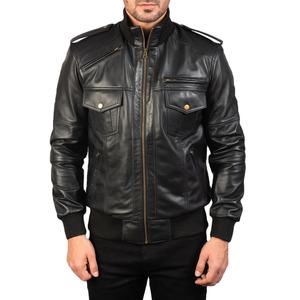 Chaqueta de cuero suave para hombre Slim Fit Biker Classic Luxury Leather Bomber con cuello levantado High Street Style hecho a mano. - Product Image 1