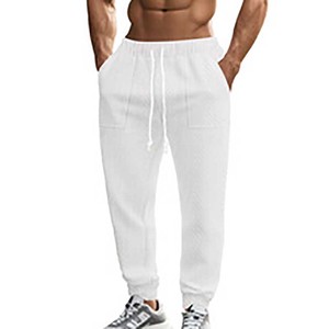 Pantalones largos informales para hombre con diseño de logotipo personalizado OEM, pantalones de chándal ligeros de poliéster impermeables transpirables, hip-hop transfronterizo de primavera - Product Image 5
