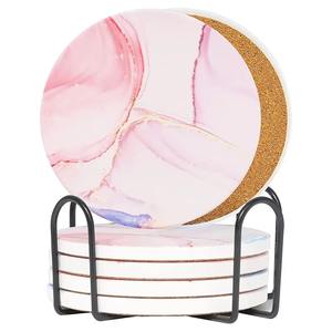 Posavasos de mármol recién llegados con soporte de hierro bellamente hechos a mano por Decor Deck de India Nuevo diseño - Product Image 5