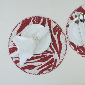 Best Classic Style Red & White Tableware Decorative <b>Placemats</b> Glass <b>Beads</b> for Parties & Other Functions Designed Theme Design - Product Image 4