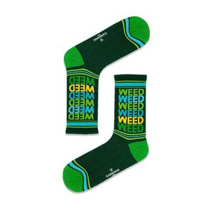 Green Printed <b>Weed</b> Weave Non-Sustainable Right Homewear Tennis <b>Socks</b> for Unisex - Product Image 1