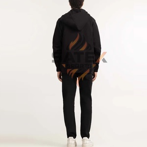 Sweat à capuche décontracté pour homme, coupe classique, 100% coton molletonné, hiver, poche, vêtement de base tendance, couleur personnalisée, fermeture éclair, 2 pièces, uni teint - Product Image 3