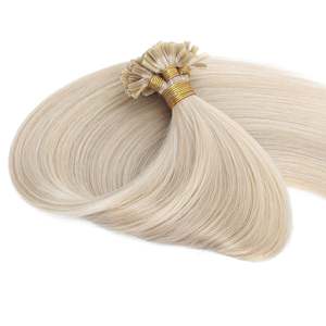 ต่อผมแบบเคราติน I-Tip ผมแท้รัสเซีย เรมี่  แบบตรง สีเบจเย็นและสีบลอนด์มุกผสม # 17/1001 - Product Image 1