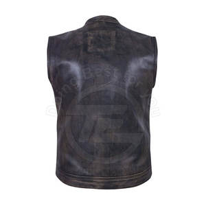 Gilet en cuir pour hommes de haute qualité vêtements d'extérieur de mode décontractée pour l'hiver respirant avec décoration de bouton - Product Image 3