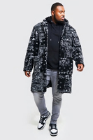 Veste bomber longue en polyester respirant à imprimé par sublimation pour homme, taille plus, hiver, noir