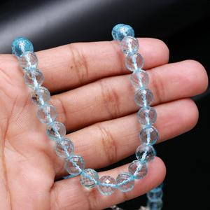 Vente chaude naturel suisse bleu topaze lisse forme ronde 10mm perles pierre précieuse en vrac pour la fabrication de bijoux collier cadeau pour les femmes - Product Image 2