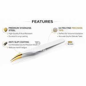 Pinzas de Precisión para Extensión de Pestañas con Punta Curva Dorada Premium, Agarre Fácil, Herramienta Profesional, OEM, Marca Privada, Suministro al por Mayor - Product Image 2